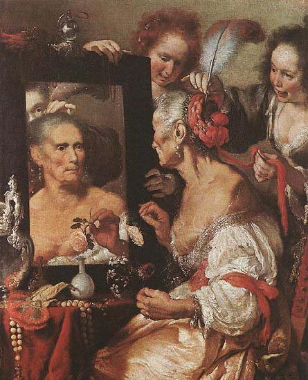 STROZZI, Bernardo Old Woman at the Mirror oil painting image